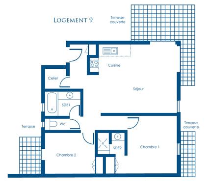 Plan appartement n°9 hôtel spa luxe à porto-vecchio